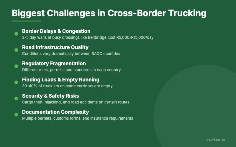 Key challenges in cross-border trucking across Southern Africa SADC region