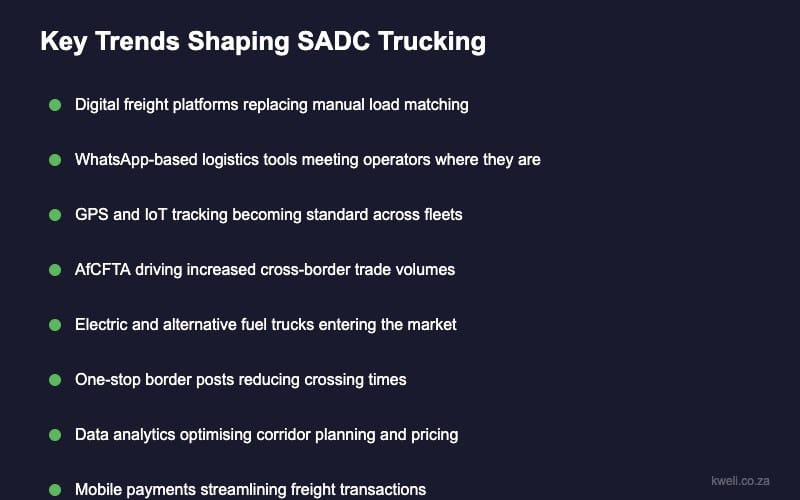 Key trends shaping the future of SADC trucking logistics
