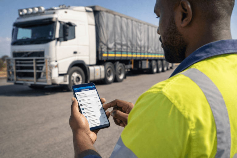 SADC north-south corridor truck convoy on the N1 highway in South Africa