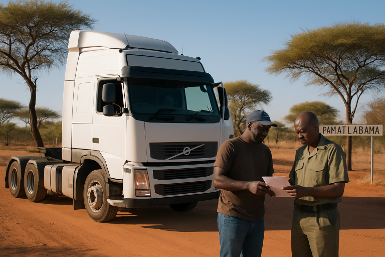 Botswana truck loads - freight at Ramatlabama border post on JHB-Gaborone corridor